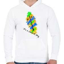 PRINTFASHION it's a clarinet day - Férfi kapucnis pulóver - Fehér férfi pulóver, kardigán