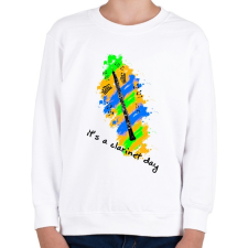 PRINTFASHION it's a clarinet day - Gyerek pulóver - Fehér gyerek pulóver, kardigán