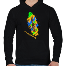 PRINTFASHION it's a saxophone day - Férfi kapucnis pulóver - Fekete