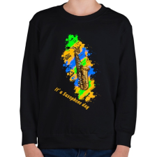 PRINTFASHION it's a saxophone day - Gyerek pulóver - Fekete gyerek pulóver, kardigán
