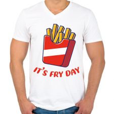 PRINTFASHION It's Fry Day - Férfi V-nyakú póló - Fehér férfi póló