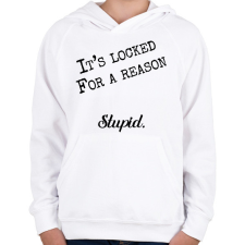 PRINTFASHION It's locked for a reason - Telefontok - Gyerek kapucnis pulóver - Fehér gyerek pulóver, kardigán