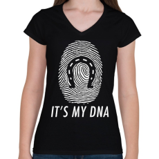 PRINTFASHION It's my DNA - Női V-nyakú póló - Fekete