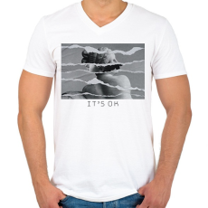 PRINTFASHION It's OK - szobrok - Férfi V-nyakú póló - Fehér