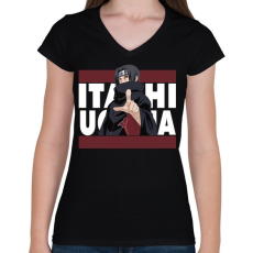 PRINTFASHION Itachi Uchiha - Női V-nyakú póló - Fekete