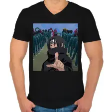 PRINTFASHION Itachi X Squid Game - Férfi V-nyakú póló - Fekete férfi póló