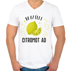 PRINTFASHION Ital páros - Citrom - Férfi V-nyakú póló - Fehér