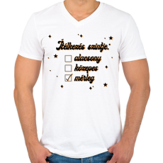 PRINTFASHION Ítélkezés szintje - Férfi V-nyakú póló - Fehér
