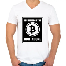 PRINTFASHION Its-time-for-the-digital-one - Férfi V-nyakú póló - Fehér férfi póló