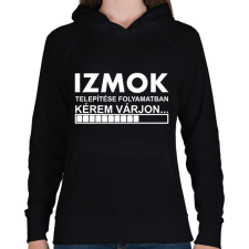 PRINTFASHION Izmok telepítése folyamatban... - Női kapucnis pulóver - Fekete női pulóver, kardigán