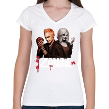 PRINTFASHION Izombie - Női V-nyakú póló - Fehér női póló