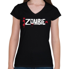 PRINTFASHION Izombie - Női V-nyakú póló - Fekete