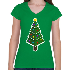 PRINTFASHION Izometrikus karácsony - Női V-nyakú póló - Zöld női póló