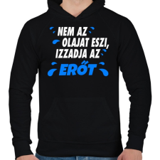 PRINTFASHION Izzadja az erőt - Férfi kapucnis pulóver - Fekete férfi pulóver, kardigán