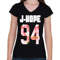 PRINTFASHION J-Hope BTS - Női V-nyakú póló - Fekete