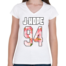 PRINTFASHION J-HOPE - Női V-nyakú póló - Fehér női póló