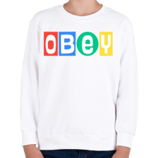 PRINTFASHION J-Hope OBEY - Gyerek pulóver - Fehér