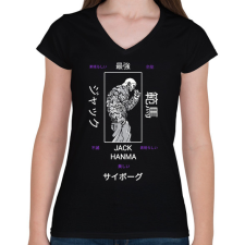 PRINTFASHION Jack Hanma - Női V-nyakú póló - Fekete női póló