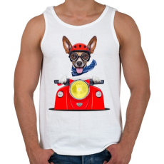PRINTFASHION Jack Russel motorozik - Férfi atléta - Fehér