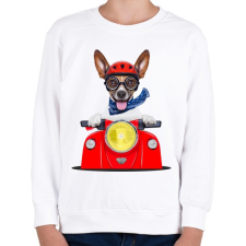 PRINTFASHION Jack Russel motorozik - Gyerek pulóver - Fehér gyerek pulóver, kardigán