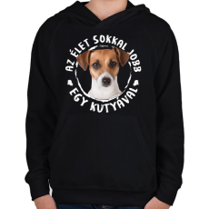 PRINTFASHION Jack Russel Terrier - Gyerek kapucnis pulóver - Fekete