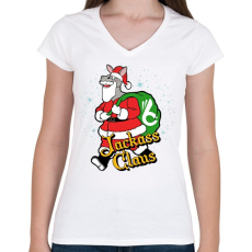 PRINTFASHION Jackass claus - Női V-nyakú póló - Fehér