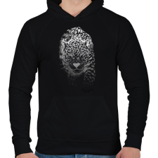PRINTFASHION Jaguár - fehér - Férfi kapucnis pulóver - Fekete férfi pulóver, kardigán