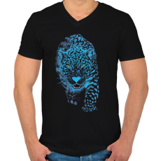 PRINTFASHION Jaguár - Férfi V-nyakú póló - Fekete