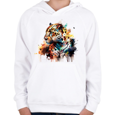 PRINTFASHION Jaguár - Gyerek kapucnis pulóver - Fehér