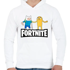 PRINTFASHION Jake és Finn Fortnite - Férfi kapucnis pulóver - Fehér