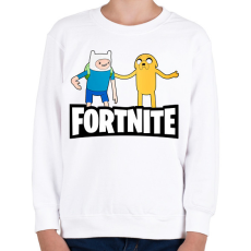 PRINTFASHION Jake és Finn Fortnite - Gyerek pulóver - Fehér