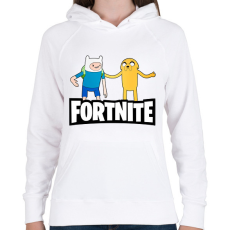 PRINTFASHION Jake és Finn Fortnite - Női kapucnis pulóver - Fehér