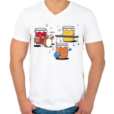 PRINTFASHION Jam session - Férfi V-nyakú póló - Fehér