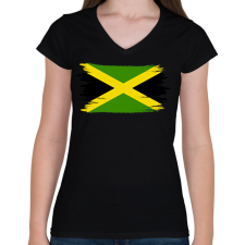 PRINTFASHION Jamaica flag - Női V-nyakú póló - Fekete női póló
