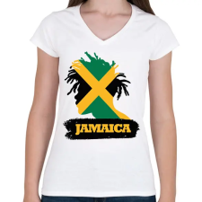 PRINTFASHION Jamaica - Női V-nyakú póló - Fehér női póló