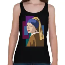 PRINTFASHION Jan Vermeer - Leány gyöngy fülbevalóval - Női atléta - Fekete női trikó