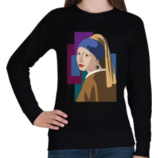 PRINTFASHION Jan Vermeer - Leány gyöngy fülbevalóval - Női pulóver - Fekete