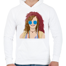 PRINTFASHION Janis Joplin - Férfi kapucnis pulóver - Fehér
