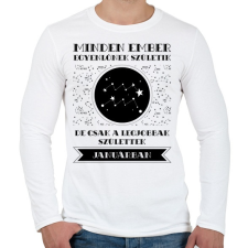 PRINTFASHION Január: Vízöntő - Férfi hosszú ujjú póló - Fehér férfi póló