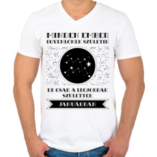 PRINTFASHION Január: Vízöntő - Férfi V-nyakú póló - Fehér