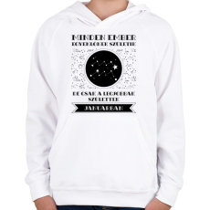 PRINTFASHION Január: Vízöntő - Gyerek kapucnis pulóver - Fehér