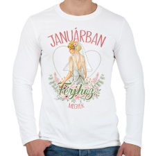 PRINTFASHION Januárban férjhez megyek - Férfi hosszú ujjú póló - Fehér férfi póló