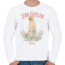 PRINTFASHION Januárban férjhez megyek - Férfi pulóver - Fehér