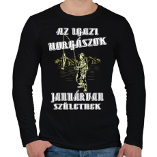 PRINTFASHION Januári horgász - Férfi hosszú ujjú póló - Fekete