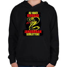 PRINTFASHION Januári Kobra - Gyerek kapucnis pulóver - Fekete