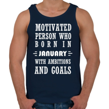PRINTFASHION Januári születésű motivált személy ambíciókkal és célokkal - Férfi atléta - Sötétkék atléta, trikó