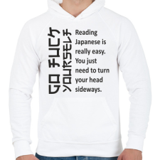 PRINTFASHION Japán - Férfi kapucnis pulóver - Fehér férfi pulóver, kardigán