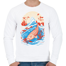 PRINTFASHION Japán hal - Férfi pulóver - Fehér férfi pulóver, kardigán