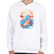 PRINTFASHION Japán hal - Gyerek kapucnis pulóver - Fehér