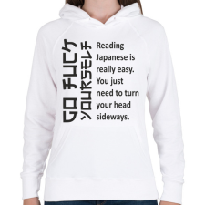 PRINTFASHION Japán - Női kapucnis pulóver - Fehér női pulóver, kardigán